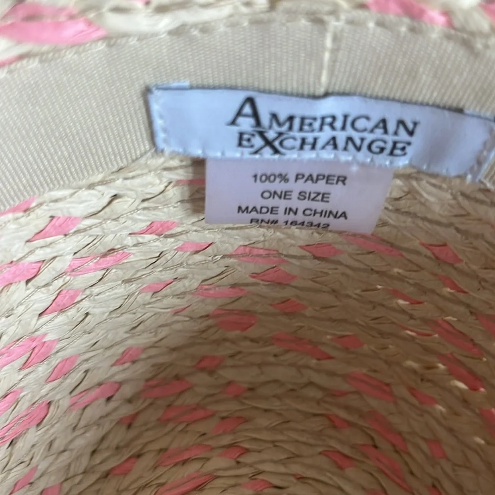 American Exchange Straw Hat with Pink Highlights